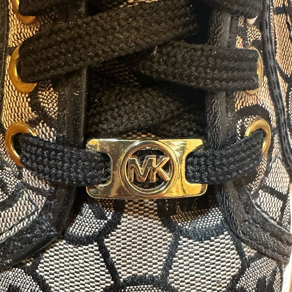 Michael Kors Black and Tan Logo Sneakers - Picture 5 of 9